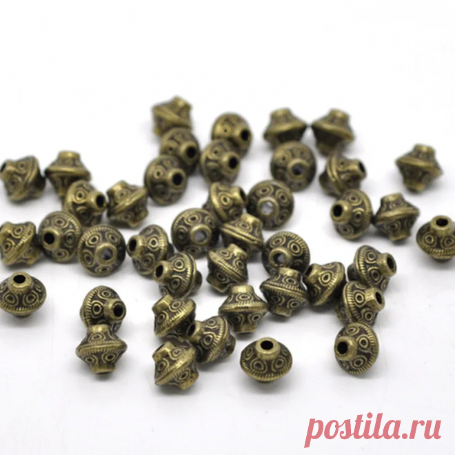 Двухконусная античная бронза DoreenBeads, 6 мм x 6 мм, 20 шт | AliExpress