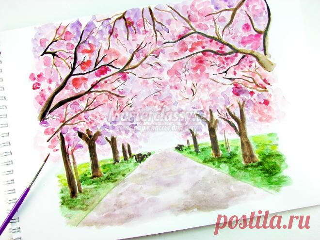Весенний пейзаж акварелью. Мастер-класс с пошаговыми фото