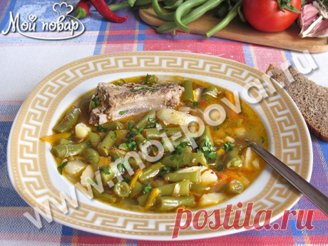 Суп из стручковой фасоли со свиными ребрышками - кулинарный рецепт.