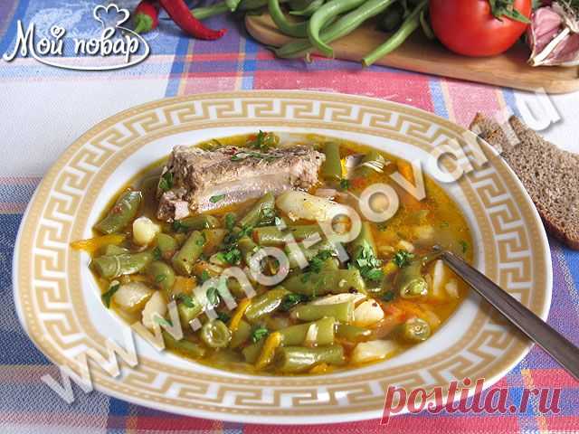 Суп из стручковой фасоли со свиными ребрышками - кулинарный рецепт.
