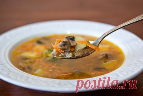 Суп грибной с гречкой