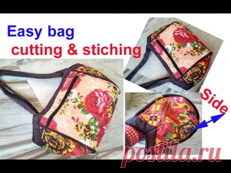 बहुत ही आसान तरीके से बनाए -shopping bag with zipper,handmade bag from cloth ,cutting and stitching
