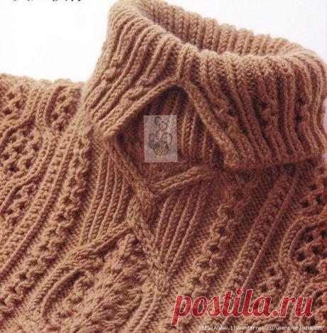 Свитер с воротником.
#спицы #вязаный_свитер