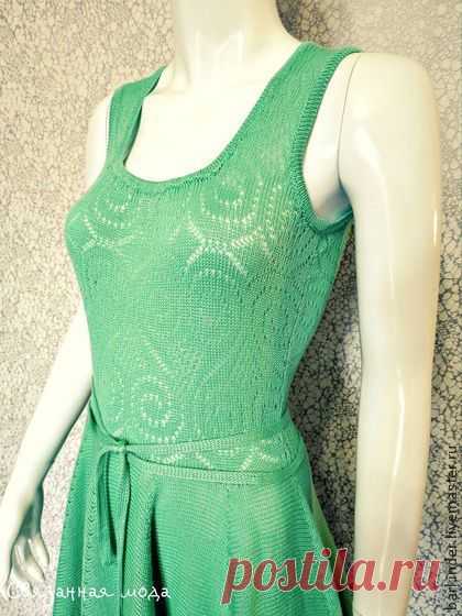 Вязаное летнее платье "Мятная свежесть" - платье,платье вязаное,Платье нарядное
