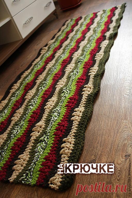 Купить Вязаный ковер Тундра - зеленый, Вязание крючком, вязаный коврик, вязаный ковер