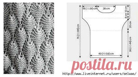 Туника красивым узором спицами