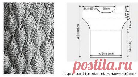 Туника красивым узором спицами