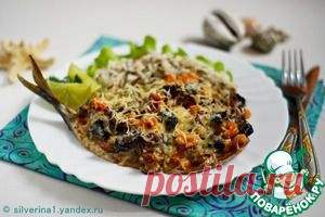 Скумбрия с грибами и креветками - кулинарный рецепт