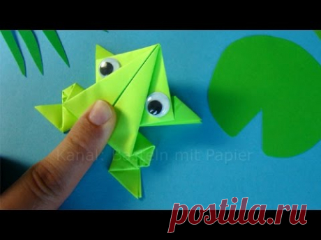 Прыгающая лягушка оригами. 🐸 Как сделать лягушку из бумаги? ПОДЕЛКИ ДЛЯ ДЕТЕЙ