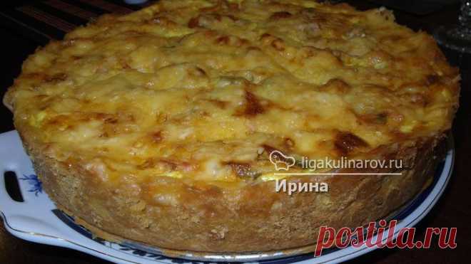 Пирог со сладким перцем, ветчиной и сыром.