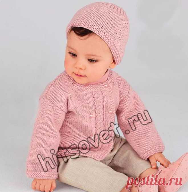 Вязание спицами. Жакет и шапочка для девочки.