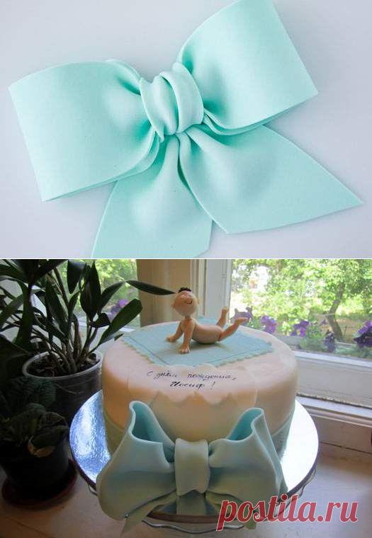 БАНТ ИЗ МАСТИКИ ДЛЯ УКРАШЕНИЯ ТОРТА, ПОДРОБНЫЙ МАСТЕР-КЛАСС.