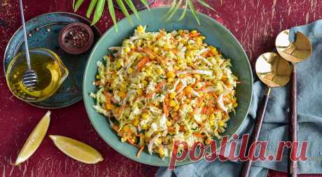 Легкий салат с пекинской капустой и кукурузой, пошаговый рецепт с фото на 155 ккал