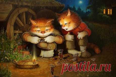 «Картины от печки»: приключение кота Кузьмы в сказочных работах Александра Маскаева В работах российского художника Александра Маскаева оживают вполне узнаваемые персонажи сказок: рыжий кот с компанией мышек, леший, водяной, домовой, Баба Яга и прочие жители волшебного леса, но вот т...