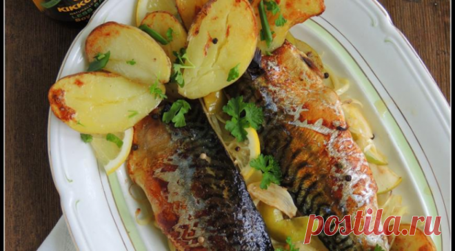 Скумбрия с яблоками (готовим в духовке)