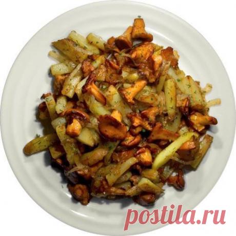 Жареные лисички с картошкой