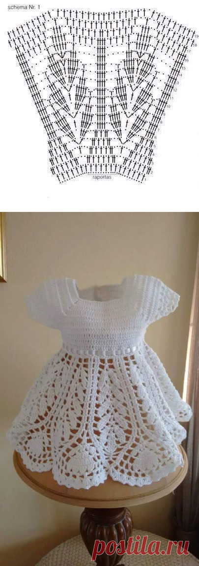 Very elegant this dress in crochet yarn. with measures for each age. look - FREE PATTERNS