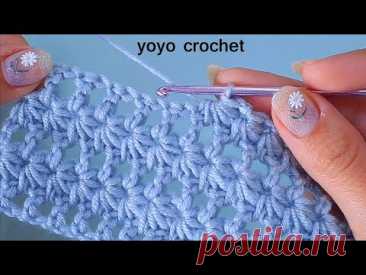 يالها من غرزة كروشية تجنن !!! مثالية لعمل شال مستطيل // كوفية // بلوزة - crochet stitches