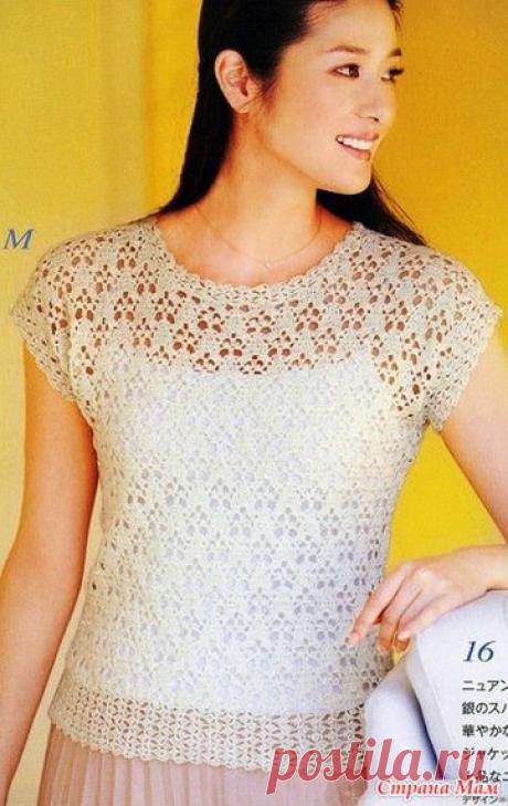 Ажурная японская кофточка крючком.