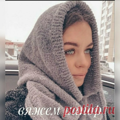 Экспресс-описание вязания модного аксессуара – капора (Вязание спицами) – Журнал Вдохновение Рукодельницы