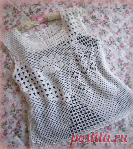 CARAMELO DE CROCHET: blusa filet patchwork