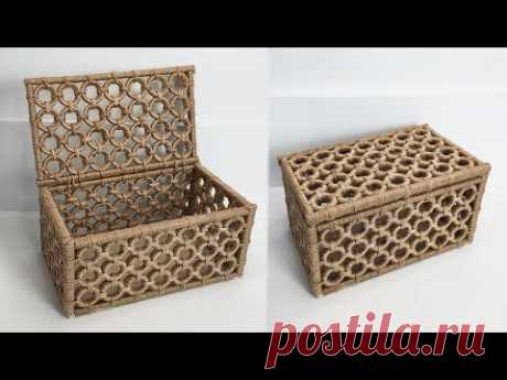 DIY - MAKING DECORATİVE CHEST with Plastic Bottle Caps, Jute Rope and Wooden Stick