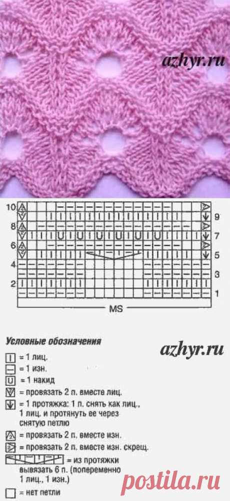 Волнистый ажурный узор спицами | Искусница