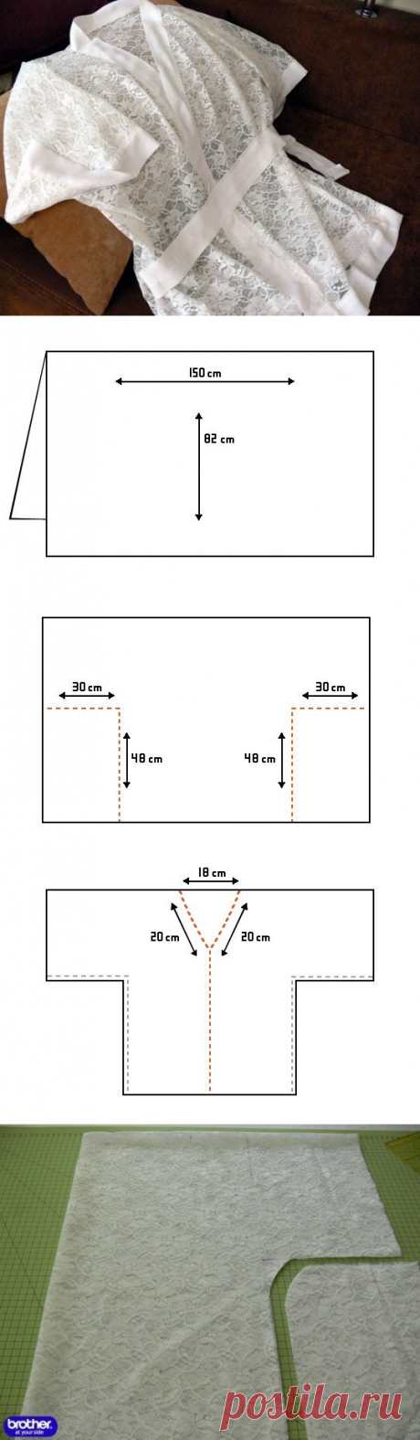 Кружевной халат-кимоно