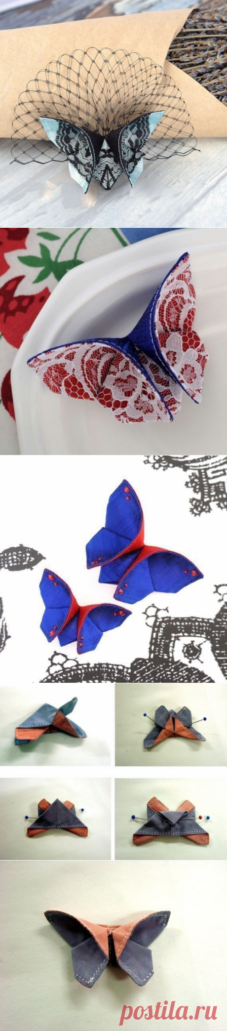 Бабочки оригами из ткани — Сделай сам, идеи для творчества - DIY Ideas