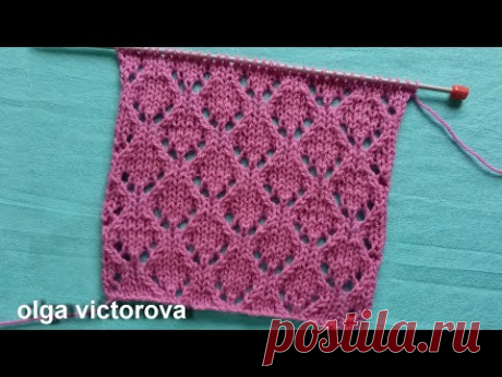 Роскошный минимализм. Ажурный узор Ромбики с плавными гранями 640 Узоры Вязание спицами