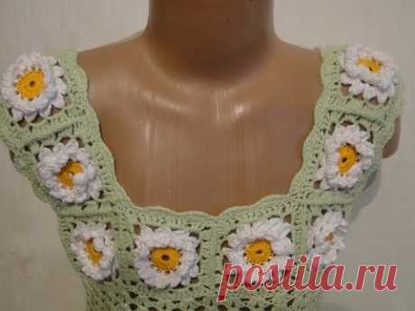 Обвязка кокетки платья  Border coquette dress Crochet