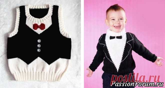Детский жилет спицами и пуловер-фрак с бабочкой | Вязание спицами для детей Стильный детский жилетик для маленького джентльмена! https://www.liveinternet.ru/users/charodeika66/pos... пуловер-фрак с бабочкой