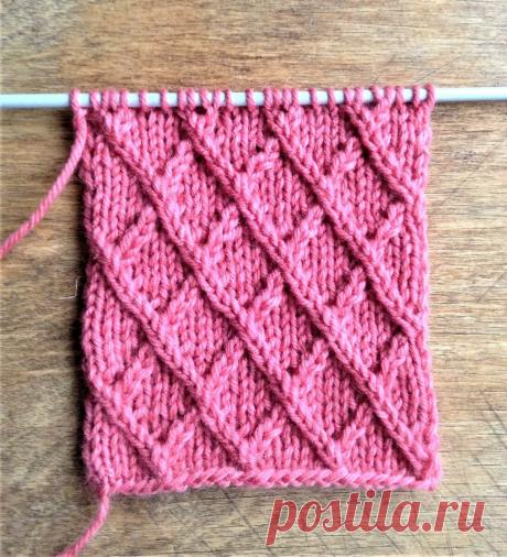 Узор "Ромбы" без вспомогательной спицы. Схема, описание, видео | SIBKNITTING | Яндекс Дзен