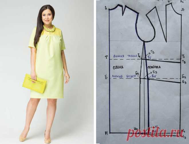 Как построить выкройку платья прямого силуэта для типа фигуры 