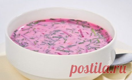 Холодный свекольный суп
**********************
      
Ингредиенты:
- 2-3 шт. средних свеклы
- 4 шт. отварных средних картофеля
- 4 отварных яйца
- 2-3 свежих огурца
- 100-150 гр колбасы или отварного мяса (можно совсем без ничего)
- 0,5 чайной ложки лимонной кислоты
- 0,5 столовой ложки соли
- щепотка сахара
- зеленый лук, зелень укропа по вкусу
- 1,5-2 литра воды
- сметана для подачи
Приготовление:
1. Свеклу натереть на крупной терке, добавить воду, когда закипит добавить лимонную кислоту, со