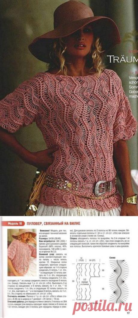 Пуловер, связанный на вилке - Топ.Майка