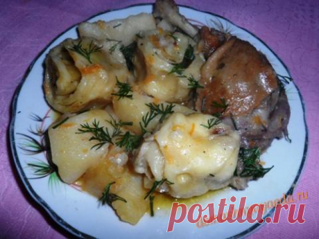 Нудли с картофелем и мясом утки