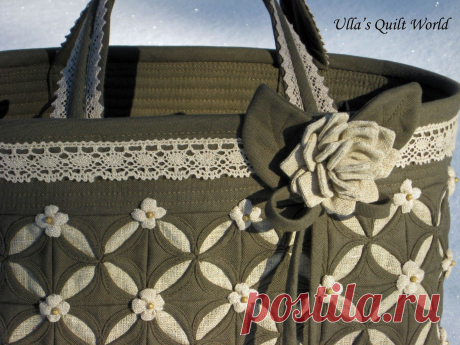 Ulla's Quilt World: Cathedral window quilt bag, flower pattern