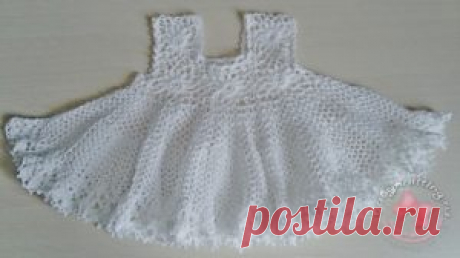 Белый ажурный сарафан крючком