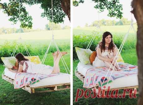 DIY Pallet Swing Bed (Подвесная кровать из паллет) | The Merrythought