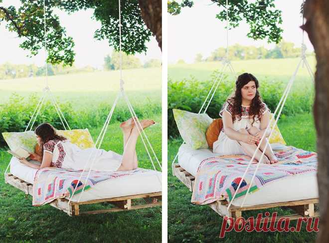 DIY Pallet Swing Bed (Подвесная кровать из паллет) | The Merrythought