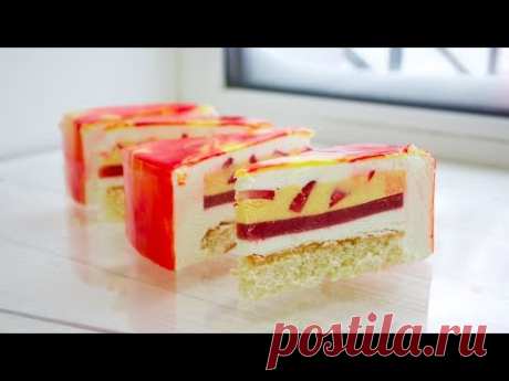 ТОРТ КОКОСОВЫЙ МАНГО КЛУБНИКА с ЗЕРКАЛЬНОЙ ГЛАЗУРЬЮ