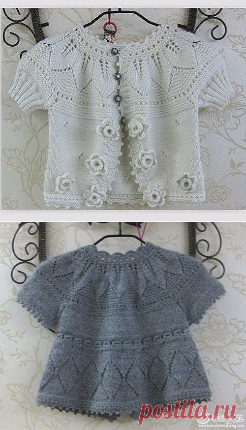Нежный кардиган для девочки спицами