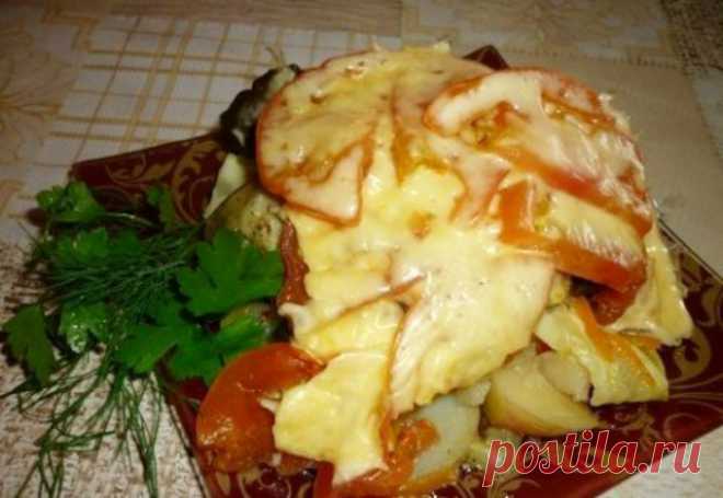 Овощи, запеченные слоями в мультиварке