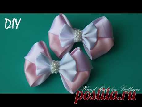 Бантики из лент  КАНЗАШИ DIY Bows made of ribbon Kanzashi Laço de Cetim Curva da fita 7