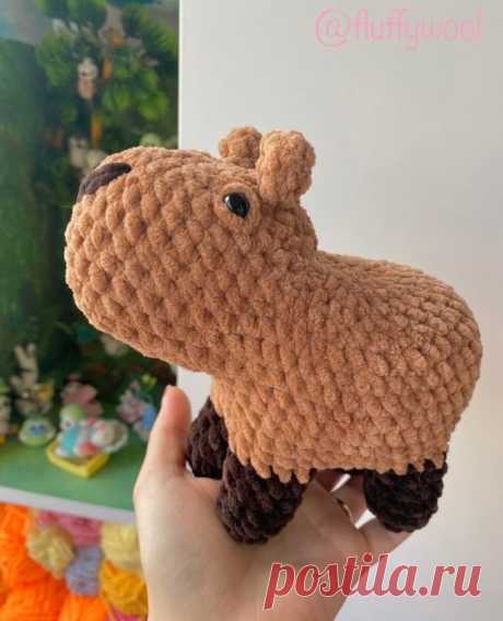 Капибара крючком из плюшевой пряжи схема и описание Амигуруми капибара крючком от автора схемы вязания Fluffy&Wool . Для вязания капибары Вам понадобится плюшевая пряжа Himalaya Dolphin baby или ее