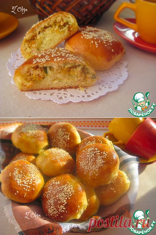 Булочки с рисом, тыквой и фаршем - кулинарный рецепт