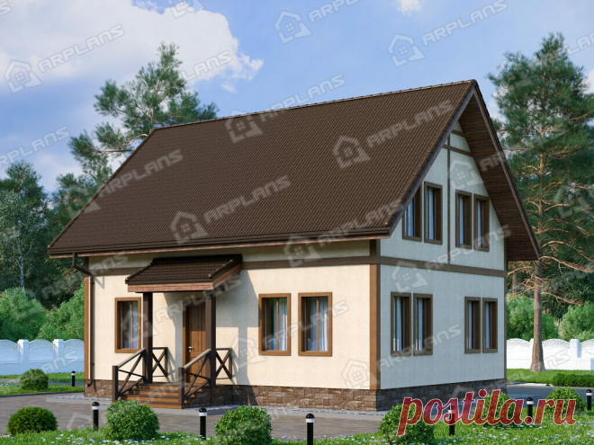 Проект бюджетного дома из газобетона 130 кв м с мансардой и 3 спальнями