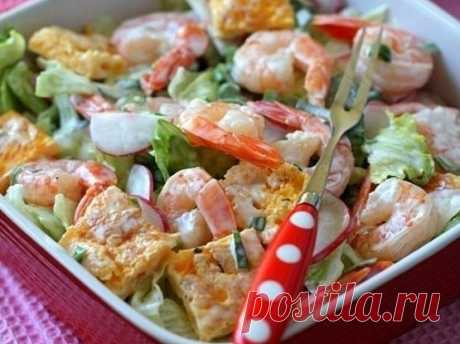 Салат с омлетом и креветками рецепт – армянская кухня: завтраки. «Еда»