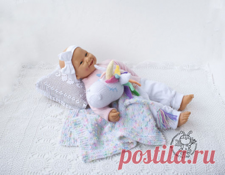 Купить Мастер-класс "Комфортер Единорог" - комбинированный, вязаная игрушка, вязание спицами, МК